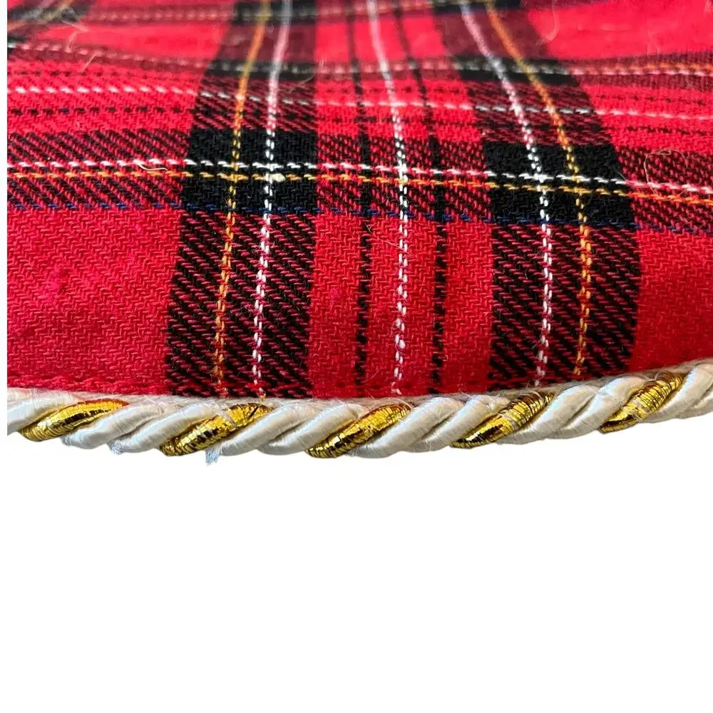 Tahari MERRY CHRISTMAS Red Tartan Plaid Placemats 15in Set of 4 Holiday New